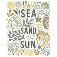 Under Sea Treasures III Gold Neutral -Paper Art-18"x22"