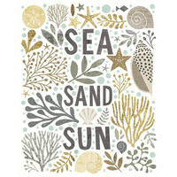 Under Sea Treasures III Gold Neutral -Paper Art-30"x37"