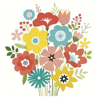 Seaside Bouquet IV -Paper Art-42"x42"