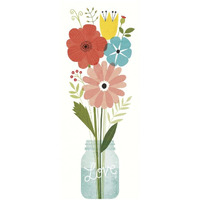 Seaside Bouquet VI Mason Jar -Paper Art-14"x32"