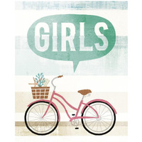 Beach Cruiser Girls II -Paper Art-24"x30"