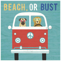 Beach Bums Bus -Paper Art-26"x26"