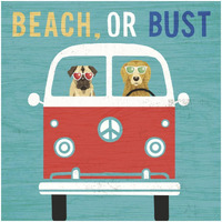Beach Bums Bus -Paper Art-32"x32"
