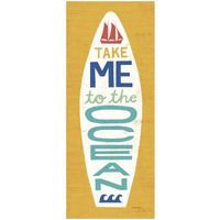 Beach Bums Surf Board IV -Paper Art-14"x32"