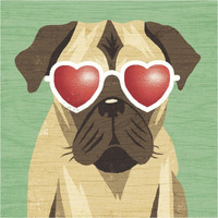 Beach Bums Pug I -Paper Art-38"x38"