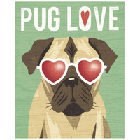 Beach Bums Pug I Love -Paper Art-22"x26"
