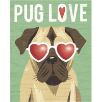 Beach Bums Pug I Love -Paper Art-30"x37"