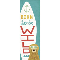 Beach Bums Golden Surf Board -Paper Art-14"x38"