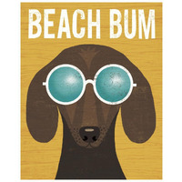 Beach Bums Dachshund I Bum -Paper Art-22"x26"