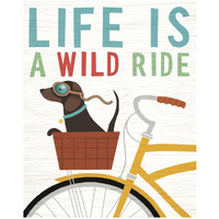 Beach Bums Dachshund Bicycle I Life -Paper Art-18"x22"