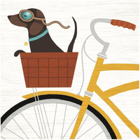 Beach Bums Dachshund Bicycle I -Paper Art-32"x32"