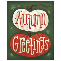 Harvest Time Autumn Greetings Pumpkins -Paper Art-22"x26"