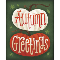 Harvest Time Autumn Greetings Pumpkins -Paper Art-24"x30"