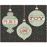 Jolly Holiday Ornaments Peace Love Joy -Paper Art-22"x18"