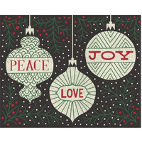 Jolly Holiday Ornaments Peace Love Joy -Paper Art-30"x24"