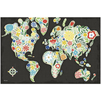 Floral World Black -Paper Art-32"x22"