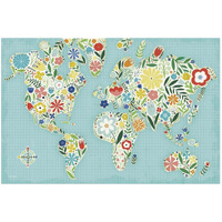 Floral World Blue -Paper Art-26"x18"