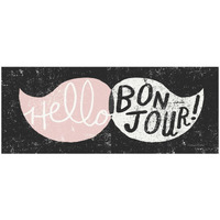 Ridiculous Mustache Vintage Panel Black and Pink -Paper Art-52"x22"