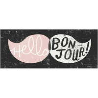 Ridiculous Mustache Vintage Panel Black and Pink -Paper Art-62"x26"