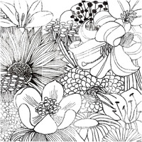 Contemporary Garden II Black and White -Paper Art-42"x42"