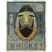 Fisherman V Old Salt Whiskey -Paper Art-22"x26"