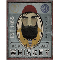 Fisherman VI Old Salt Whiskey -Paper Art-18"x22"