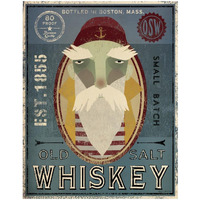 Fisherman VIII Old Salt Whiskey -Paper Art-18"x22"