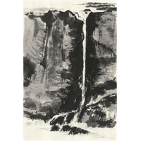 Sumi Waterfall View III Panel -Paper Art-26"x38"