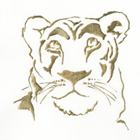 Gilded Lioness -Paper Art-38"x38"