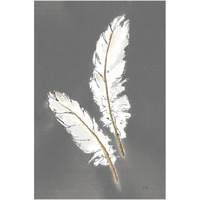 Gold Feathers I on Grey -Paper Art-42"x62"
