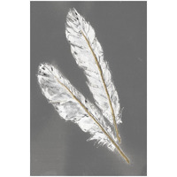 Gold Feathers III on Grey -Paper Art-18"x26"