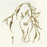 Gilded Stallion -Paper Art-42"x42"