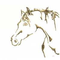 Gilded Cowpony on White -Paper Art-26"x26"
