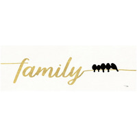 Birds on Words IV Gold -Paper Art-56"x20"