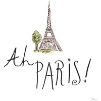 Ah Paris I on White -Paper Art-26"x26"