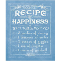 Life Recipes IV Blue -Paper Art-18"x22"