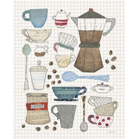Coffee Chart I v2 Gingham -Paper Art-24"x30"