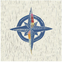 Nautical Collage I on Linen -Paper Art-26"x26"
