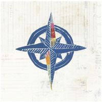 Nautical Collage I on Newsprint -Paper Art-26"x26"