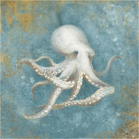 Treaures from the Sea V Aqua -Paper Art-38"x38"