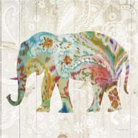 Boho Paisley Elephant II -Paper Art-38"x38"
