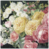 Antique Roses on Black Crop -Paper Art-20"x20"