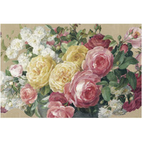 Antique Roses on Tan Crop -Paper Art-62"x42"