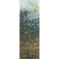Blue and Bronze Dots V -Paper Art-14"x38"
