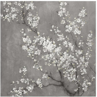 White Cherry Blossoms II on Grey Crop -Paper Art-20"x20"