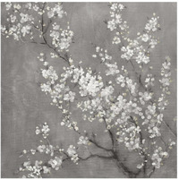 White Cherry Blossoms II on Grey Crop -Paper Art-42"x42"