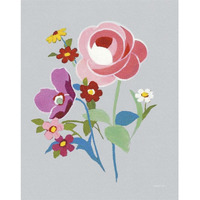 Alpine Bouquet I Gray -Paper Art-24"x30"