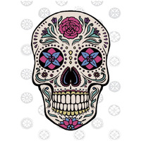 Sugar Skull I on Gray -Paper Art-18"x22"