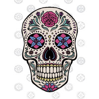 Sugar Skull I on Gray -Paper Art-24"x30"