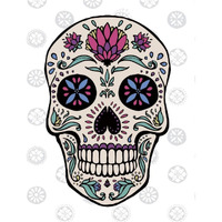 Sugar Skull II on Gray -Paper Art-24"x30"